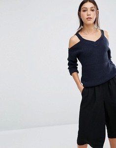 Вязаный джемпер с открытыми плечами Vero Moda - Черный