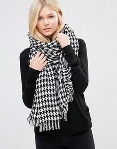 Oversize-шарф с узором гусиная лапка 7X - Черный
