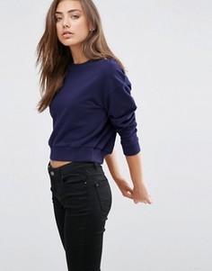 Укороченный oversize-свитшот ASOS - Темно-синий