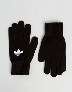Черные перчатки с логотипом-трилистником adidas Originals AY9338 - Черный