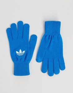 Синие перчатки с логотипом‑трилистником adidas Originals AY9340 - Синий