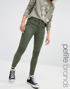 Зауженные джинсы с молниями в байкерском стиле New Look Petite - Зеленый