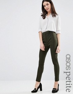 Облегающие брюки с завышенной талией ASOS PETITE - Зеленый