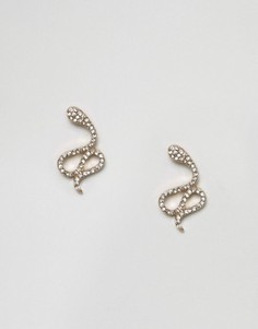 Серьги-гвоздики с отделкой в виде змеи и стразами ASOS - Золотой