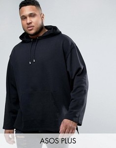 Супердлинный oversize-худи ASOS PLUS - Черный