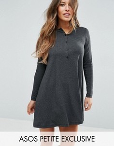 Свободное платье на пуговицах ASOS PETITE - Серый