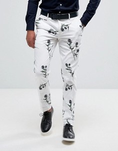 Белые брюки скинни с цветочным принтом ASOS - Белый