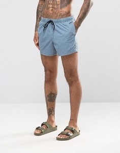 Короткие синие шорты для плавания с эффектом кислотной стирки ASOS - Синий