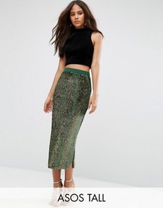 Юбка-карандаш с контрастными пайетками ASOS TALL - Мульти