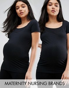Комплект из 2 трикотажных топов для кормящих мам Mamalicious - Черный Mama.Licious