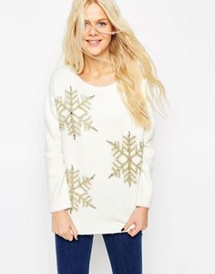Джемпер с декором в виде снежинок ASOS Christmas - Кремовый