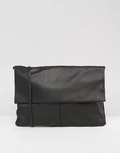 Кожаная сумка без подкладки со съемным ремешком через плечо ASOS - Черный