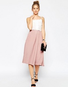 Жаккардовая юбка миди для выпускного ASOS - Розовый