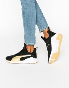 Черно-золотистые кроссовки средней высоты Puma Fierce - Черный
