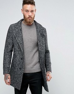 Черно-белое пальто с шалевым воротником Jack &amp; Jones Premium - Черный