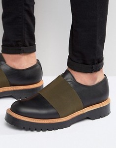 Изготовленные в Англии черные кожаные туфли с эластичными вставками ASOS - Черный