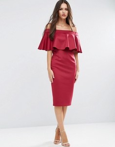 Платье-футляр с оборкой ASOS - Красный
