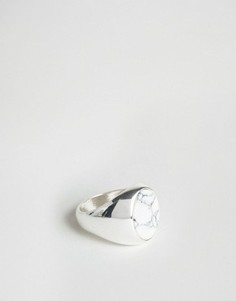 Белое кольцо с овальным камнем Chained &amp; Able - Серебряный