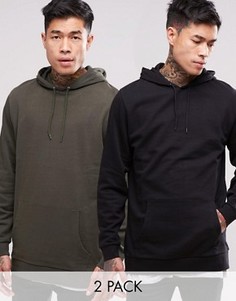 2 длинных худи (хаки, черный) ASOS - СКИДКА - Мульти
