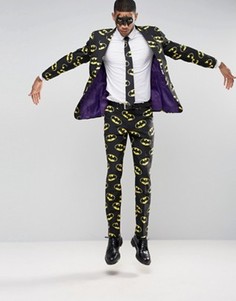Костюм слим и галстук с принтом логотипа Бэтмена OppoSuits - Черный