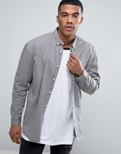 Серая окрашенная оversize-рубашка из выбеленной саржи ASOS - Серый