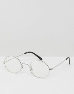 Овальные очки с прозрачными стеклами ASOS Geeky - Серебряный