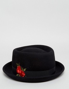 Черная шляпа с вышивкой ASOS - Черный