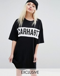 Свободное платье-футболка с броским логотипом Carhartt WIP - Черный