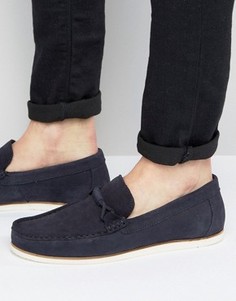 ASOS Loafers In Navy Suede With White Sole - Темно-синий