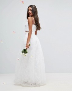 Юбка макси с аппликацией ASOS Bridal - Белый