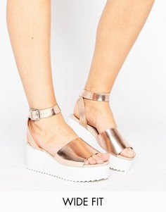 Сандалии на платформе для широкой стопы ASOS TAKE OFF - Золотой