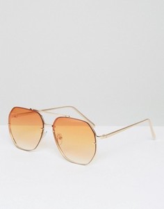 Солнцезащитные очки-авиаторы с оранжевыми стеклами ASOS - Золотой