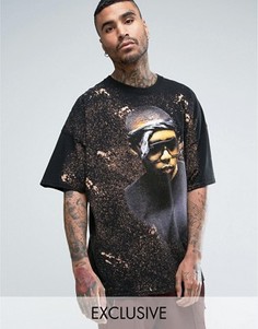 Reclaimed Vintage Inspired Super Oversized T-Shirt With Nas Print - Черный