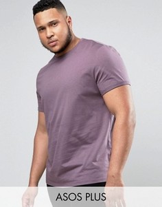 Фиолетовая футболка с отворотами на рукавах ASOS PLUS - Фиолетовый