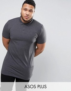Длинная обтягивающая футболка-поло ASOS PLUS - Серый