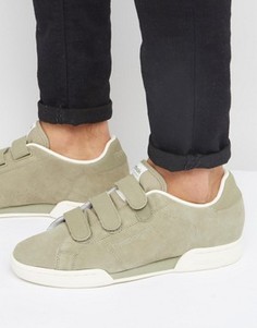 Зеленые кожаные кроссовки с ремешками Reebok NPC BD2974 - Зеленый