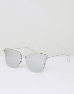 Серебристые солнцезащитные очки кошачий глаз с плоскими стеклами AJ Morgan - Серебряный