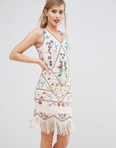 Платье-чарльстон с вышивкой Frock &amp; Frill - Кремовый