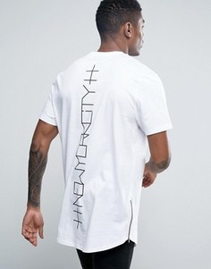 Супердлинная футболка с принтом New York и молниями ASOS - Белый