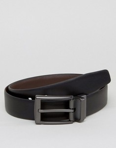 Двусторонний кожаный ремень с серебристой пряжкой Ben Sherman - Черный