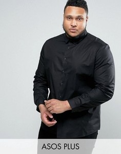Черная эластичная рубашка слим ASOS PLUS - Черный