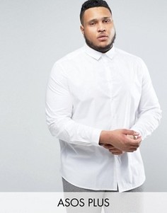 Белая эластичная рубашка слим ASOS PLUS - Белый