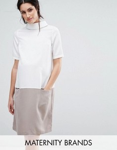 Цельнокройное платье с высоким воротом и короткими рукавами Mamalicious - Мульти Mama.Licious
