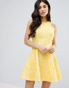 AX Paris Skater Midi Dress With Racer Straps - Желтый
