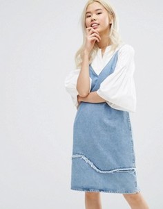 M.i.h Jeans Strappy Denim Dress with Fray Detail - Синий