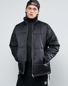 Черная дутая куртка с золотистой молнией ASOS - Зеленый