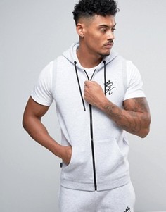 Gym King Sleeveless Muscle Fit Hoodie In Grey - Серый