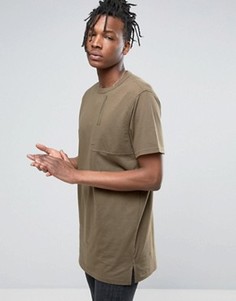 Maharishi T-Shirt In Khaki With Large Pocket - Зеленый
