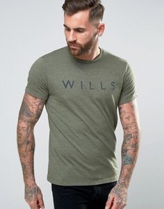 Jack Wills Westmore Wills Logo T-Shirt in Khaki - Зеленый