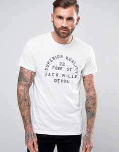 Jack Wills Westmore Chest Logo T-Shirt in Vintage White - Белый